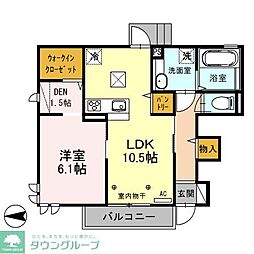 東武東上線 鶴瀬駅 徒歩14分の賃貸アパート 1階1LDKの間取り