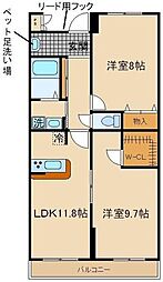 クレセールふじみ野 2階2LDKの間取り
