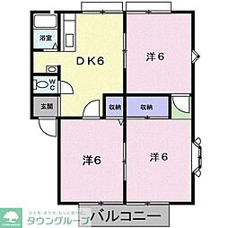 西武新宿線 狭山市駅 バス10分 狭山台南下車 徒歩4分の賃貸アパート 2階3DKの間取り