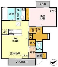 東武東上線 鶴瀬駅 徒歩14分の賃貸アパート 1階1LDKの間取り