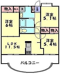 東武東上線 ふじみ野駅 徒歩19分の賃貸マンション 2階3LDKの間取り