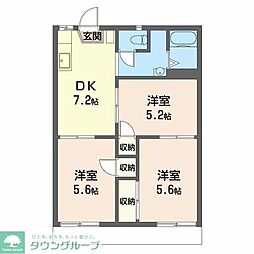 ドエル石原C棟 3DKの間取図画像