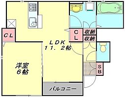H&K2号館 1LDKの間取図画像