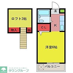 コアハウスB ワンルームの間取図画像