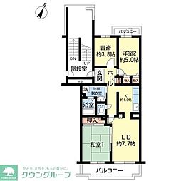 コーポレート鶴瀬 2SLDKの間取図画像