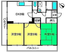 入間川ハイム 3DKの間取図画像