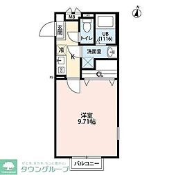 アムール川越IC2008秋本 1Kの間取図画像