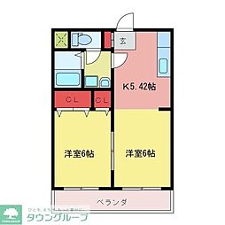 パークヒルズ 2DKの間取図画像