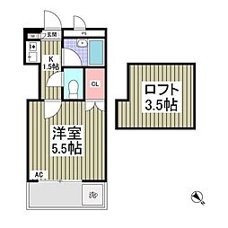 フリーダムA棟 1Kの間取図画像