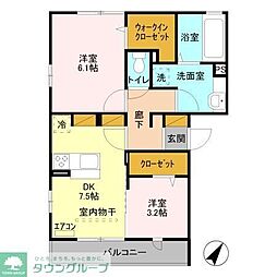ブラウフォーゲルA 2DKの間取図画像
