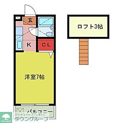 コアハウスB ワンルームの間取図画像