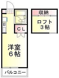 ゼフィール3 ワンルームの間取図画像