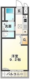 パシフィコ2 1Kの間取図画像