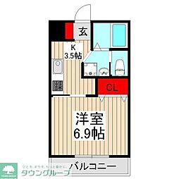 プライムガーデン朝霞台 1Kの間取図画像
