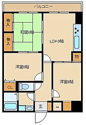 ピジョン田園 3DKの間取図画像