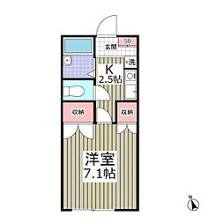 サンライズ3 1Kの間取図画像