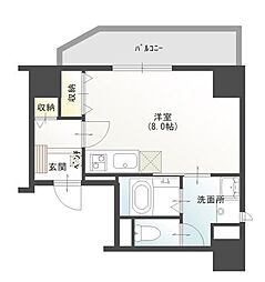 東武東上線 川越駅 徒歩5分の賃貸マンション 7階ワンルームの間取り