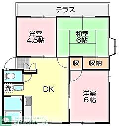 東武東上線 若葉駅 徒歩12分の賃貸アパート 2階3DKの間取り