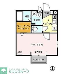 東武東上線 鶴瀬駅 徒歩6分の賃貸アパート 1階1Kの間取り