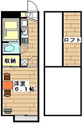 東武東上線 鶴瀬駅 徒歩9分の賃貸マンション 1階1Kの間取り