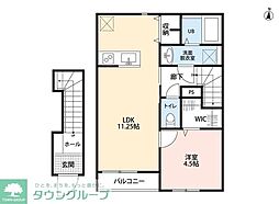 東武東上線 柳瀬川駅 3.5kmの賃貸アパート 2階1LDKの間取り