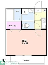 東武東上線 みずほ台駅 徒歩5分の賃貸アパート 1階1Kの間取り