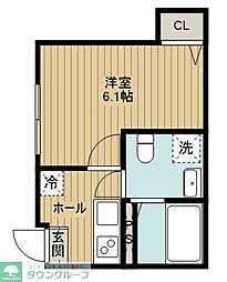 東武東上線 志木駅 徒歩10分の賃貸アパート 1階1Kの間取り