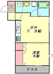 東武東上線 ふじみ野駅 徒歩8分の賃貸マンション 1階1DKの間取り