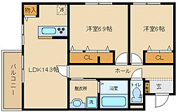 LaMaisonBlanche 2LDKの間取図画像