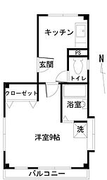 小井澤ビル 2階1Kの間取り