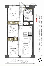 サニーハイツせんげん台 3LDKの間取図画像