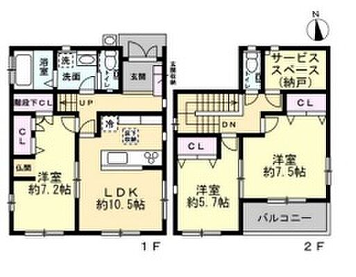 間取り 草加市稲荷4丁目　中古戸建