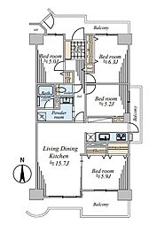 パークフィールドみさと東エリア2街区2号館 4LDKの間取図画像