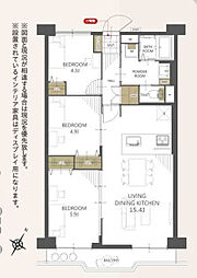 根岸ハイツ2号棟 3LDKの間取図画像
