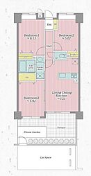 シュロス川口壱番館 3LDKの間取図画像