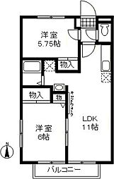 コンフォート武蔵野 2LDKの間取図画像