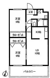 リクレイム狭山台 2LDKの間取図画像