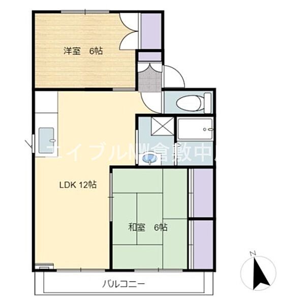 セジュール宮原Ｂ棟 ｜岡山県倉敷市沖新町(賃貸アパート2LDK・2階・55.44㎡)の写真 その2