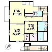 フォルティス四十瀬II 202 ｜ 岡山県倉敷市四十瀬558（賃貸アパート2LDK・2階・50.10㎡） その2