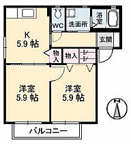 サンハイツ　Ｄ棟 205 ｜ 岡山県倉敷市児島小川8丁目1-51（賃貸アパート2K・2階・43.75㎡） その2