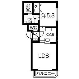 グランメール美園1-5 1LDKの間取図画像