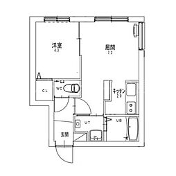 リガーレ東札幌 1LDKの間取図画像