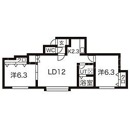 メゾンアヴェニューアヌ 2LDKの間取図画像