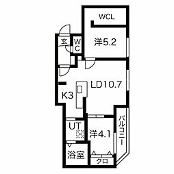 カーサAT豊平公園 2LDKの間取図画像