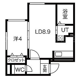 クレイパレス美園 1LDKの間取図画像