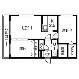 シティプレミア豊平 2LDKの間取図画像
