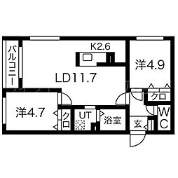 BlancShard南円山 2LDKの間取図画像