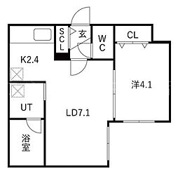 シティプレミア新道東 1LDKの間取図画像