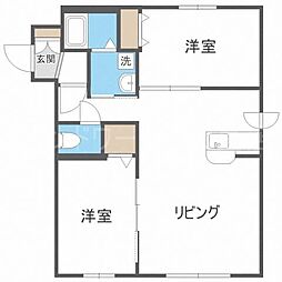 キューブ美園6・8 2LDKの間取図画像