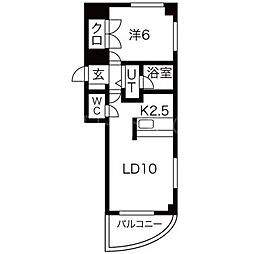 グランデ・ドール 1LDKの間取図画像